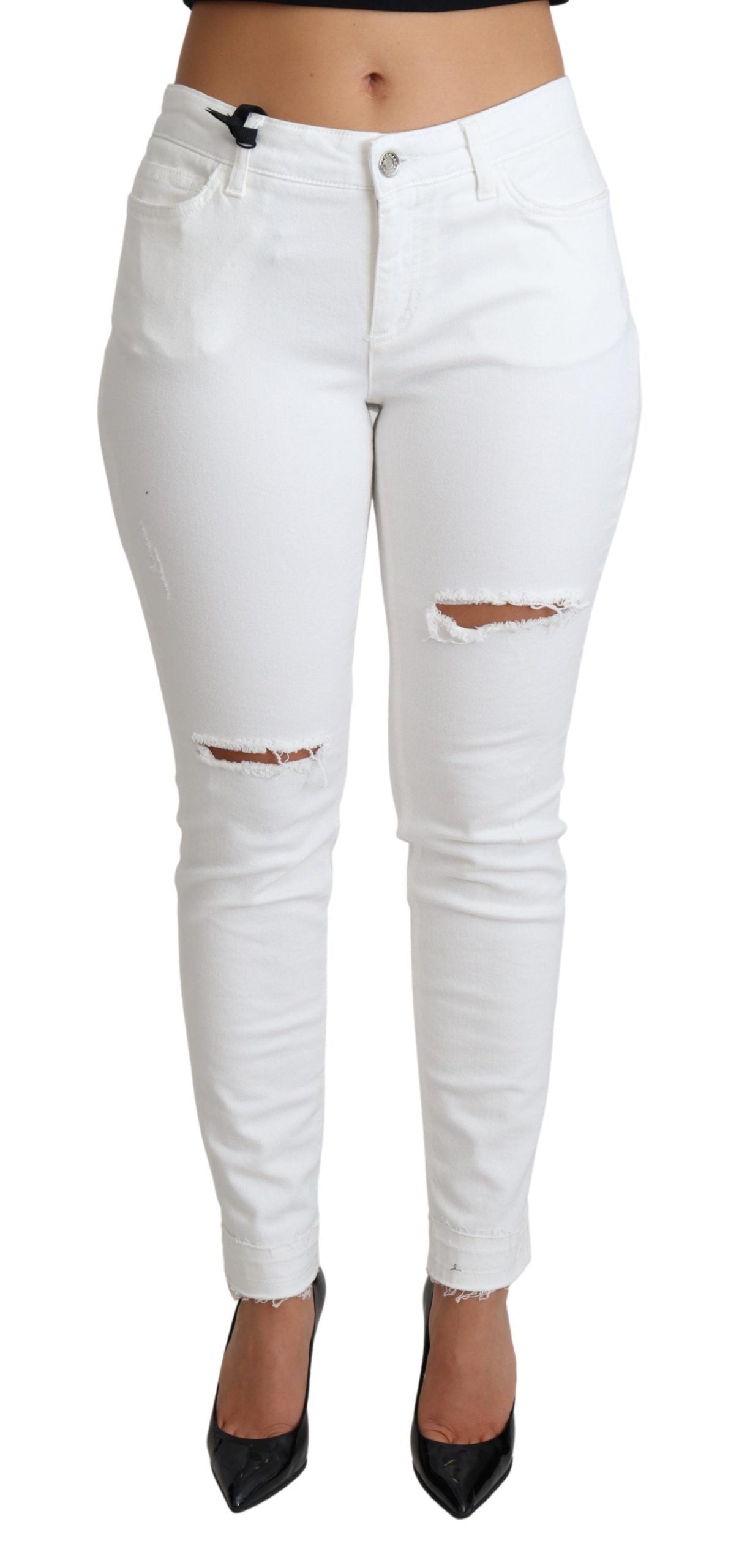 Chique witte designer jeans met middelhoge taille