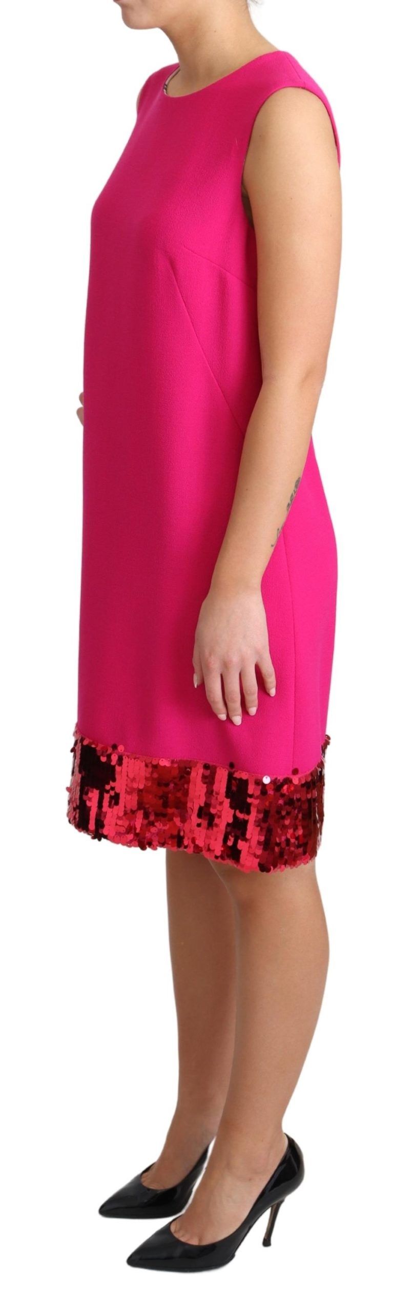 Elegante Fuchsia Pailletten Wolmix Shift Jurk