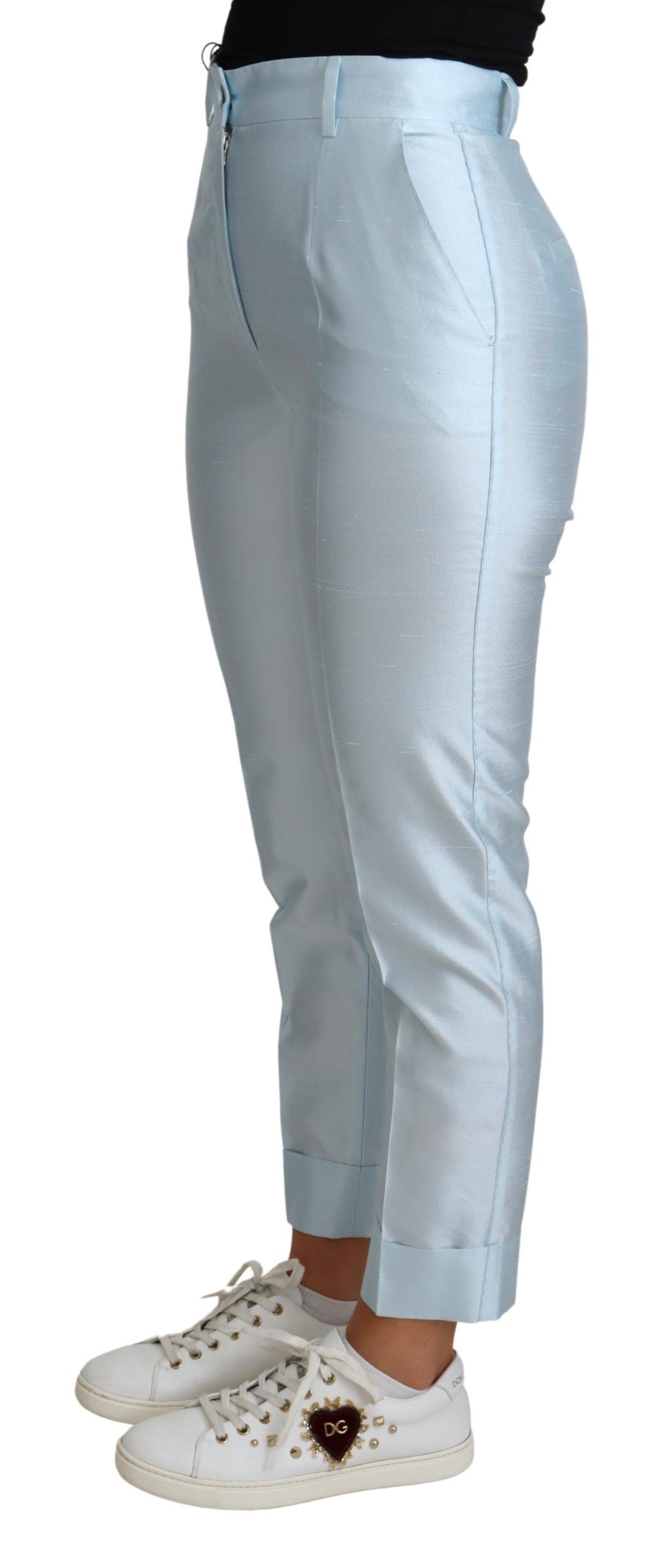 Elegante zijden broek met hoge taille