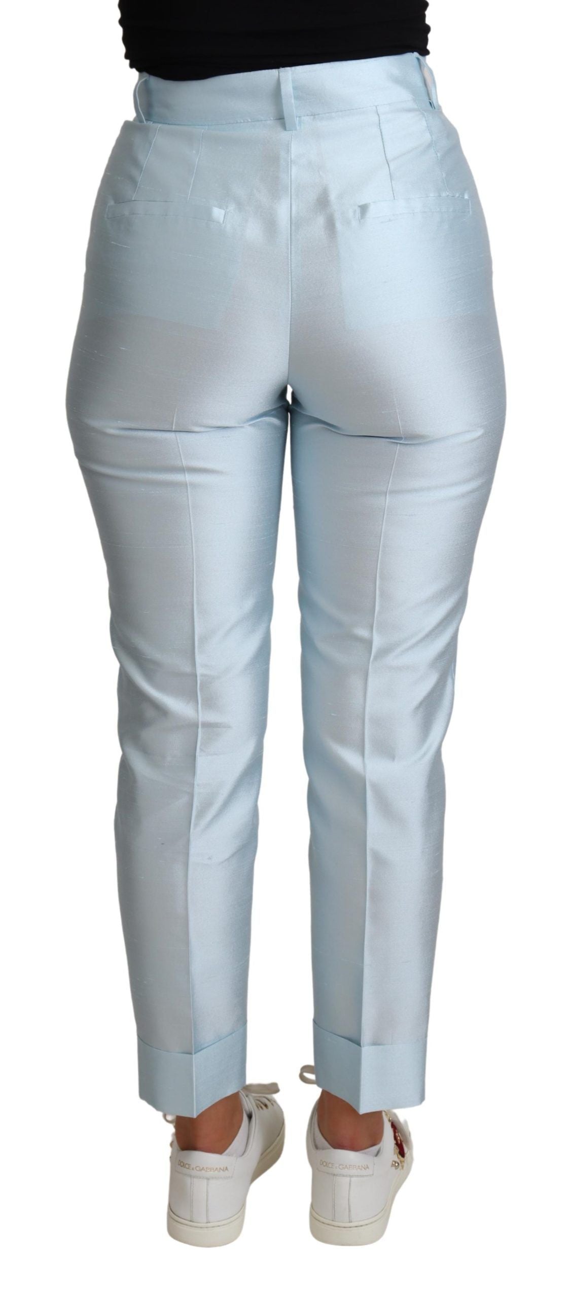 Elegante zijden broek met hoge taille