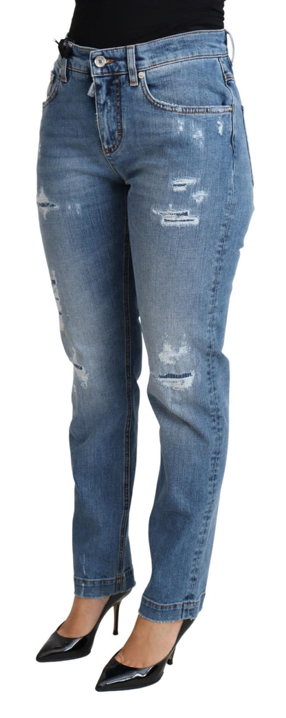 Chique skinny jeans met hoge taille en scheuren