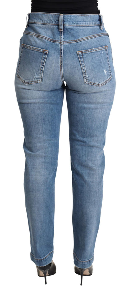 Chique skinny jeans met hoge taille en scheuren