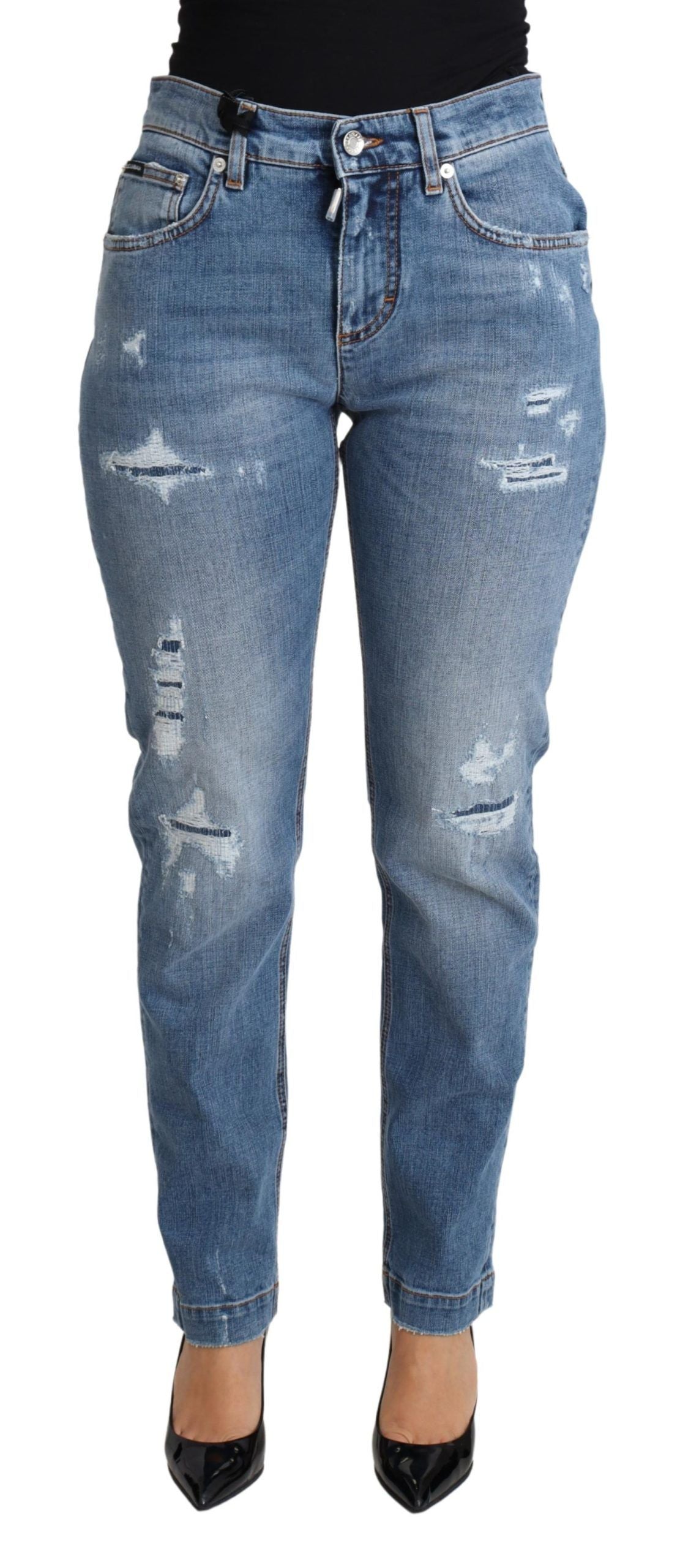 Chique skinny jeans met hoge taille en scheuren