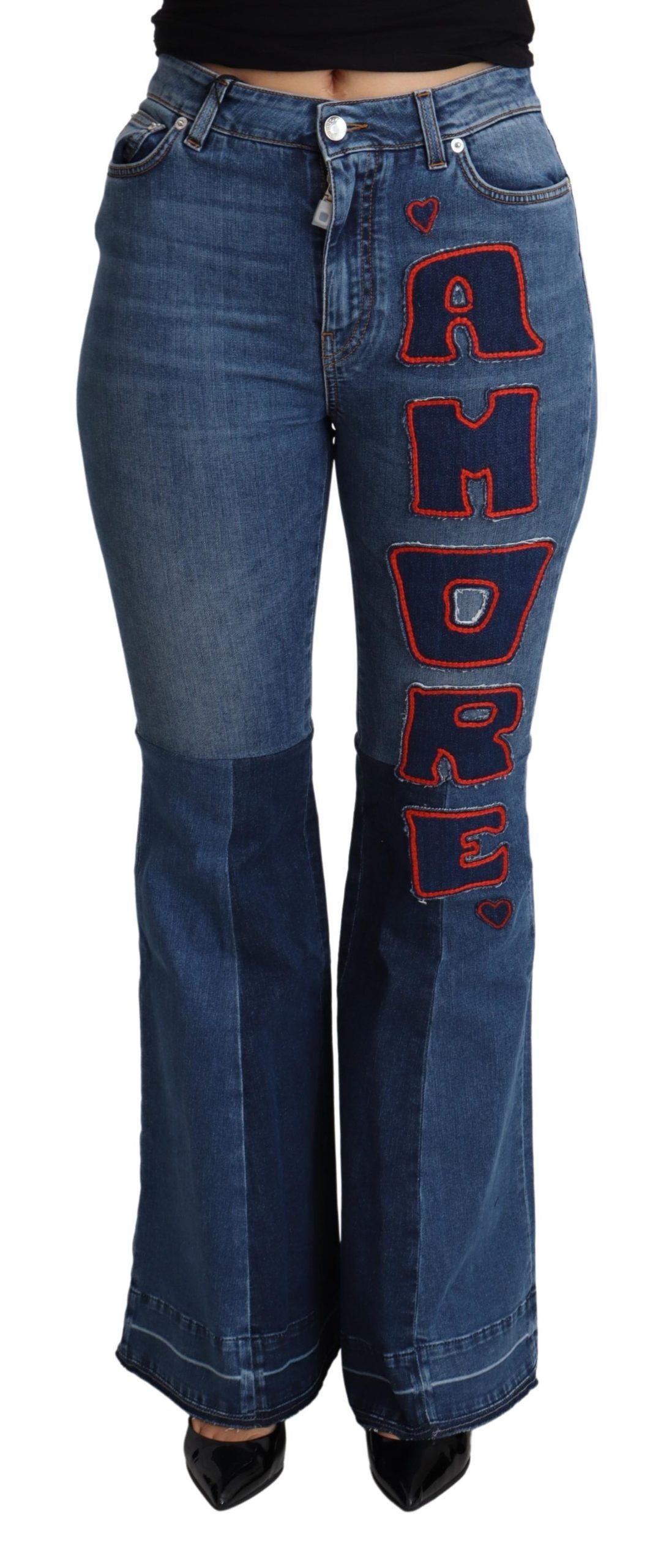 Elegante Boot Cut Denim Jeans met Amore-patch