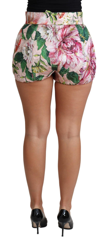 Chique roze bloemen hoge taille hotpants