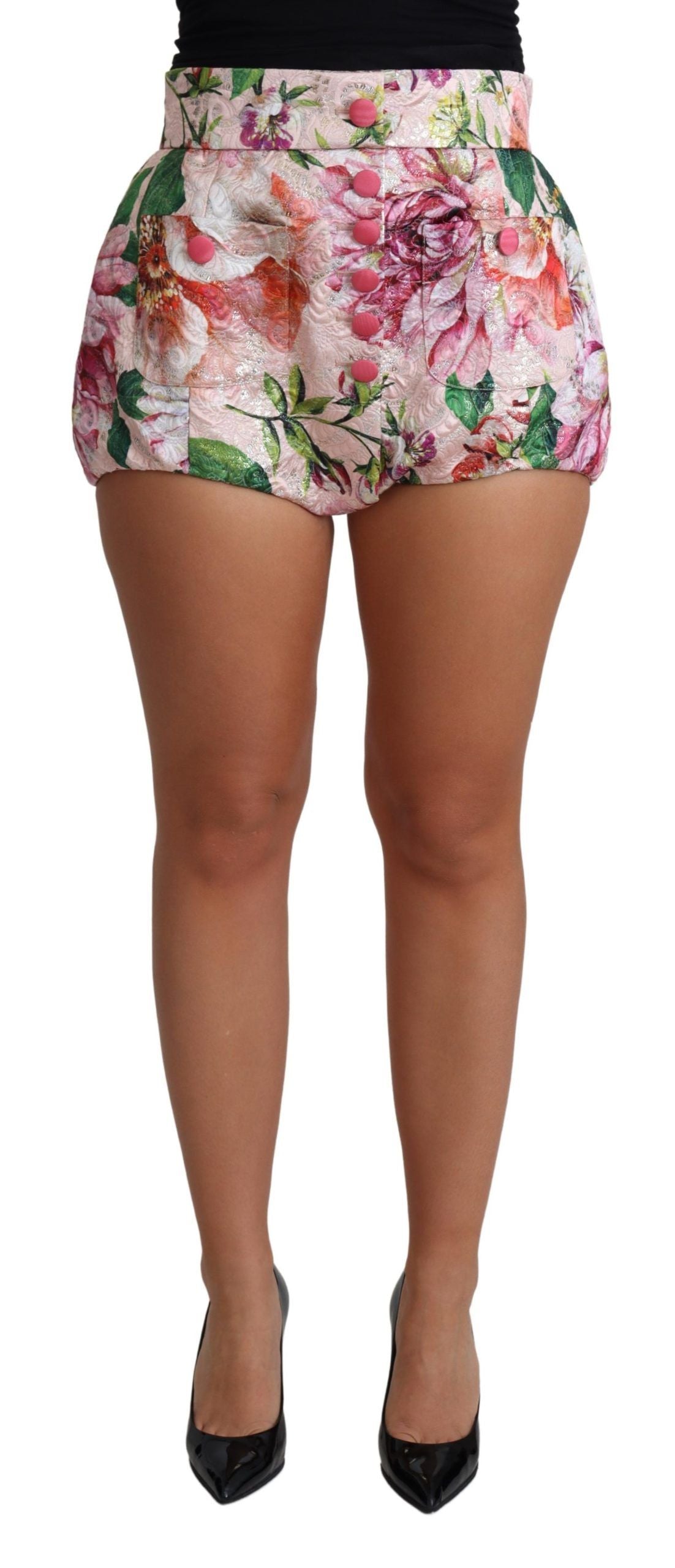 Chique roze bloemen hoge taille hotpants