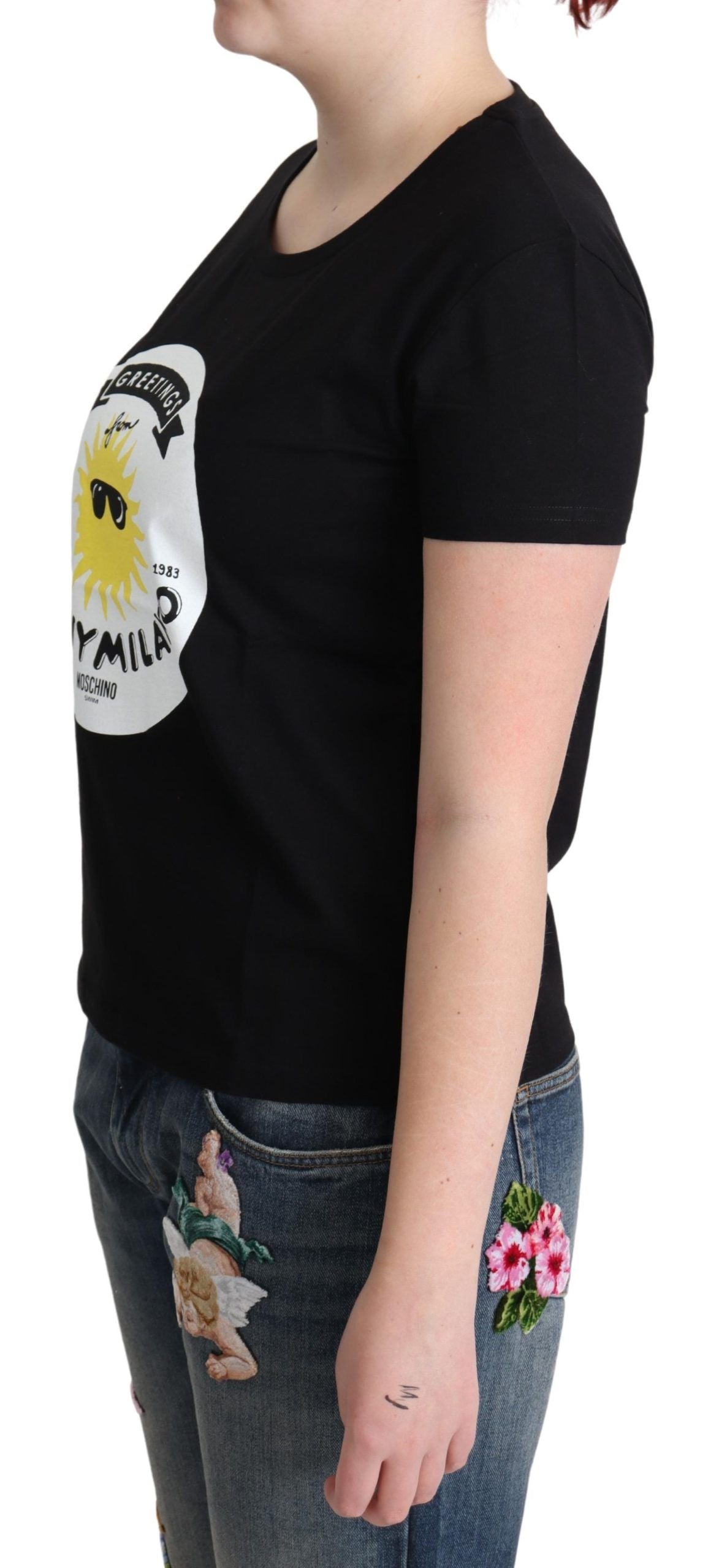 Chique Moschino katoenen T-shirt met Milano-print