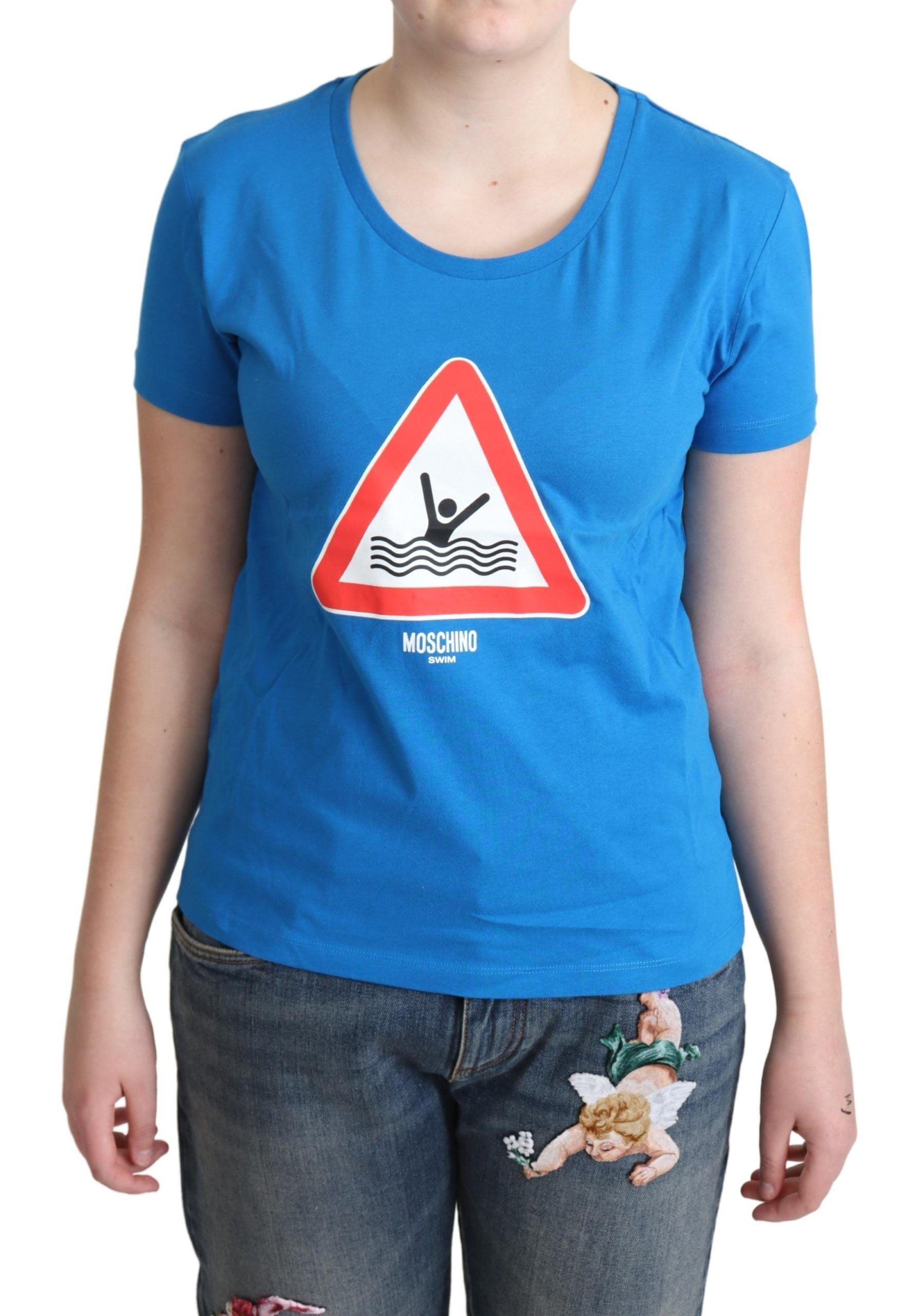 Chic driehoekig grafisch katoenen T-shirt