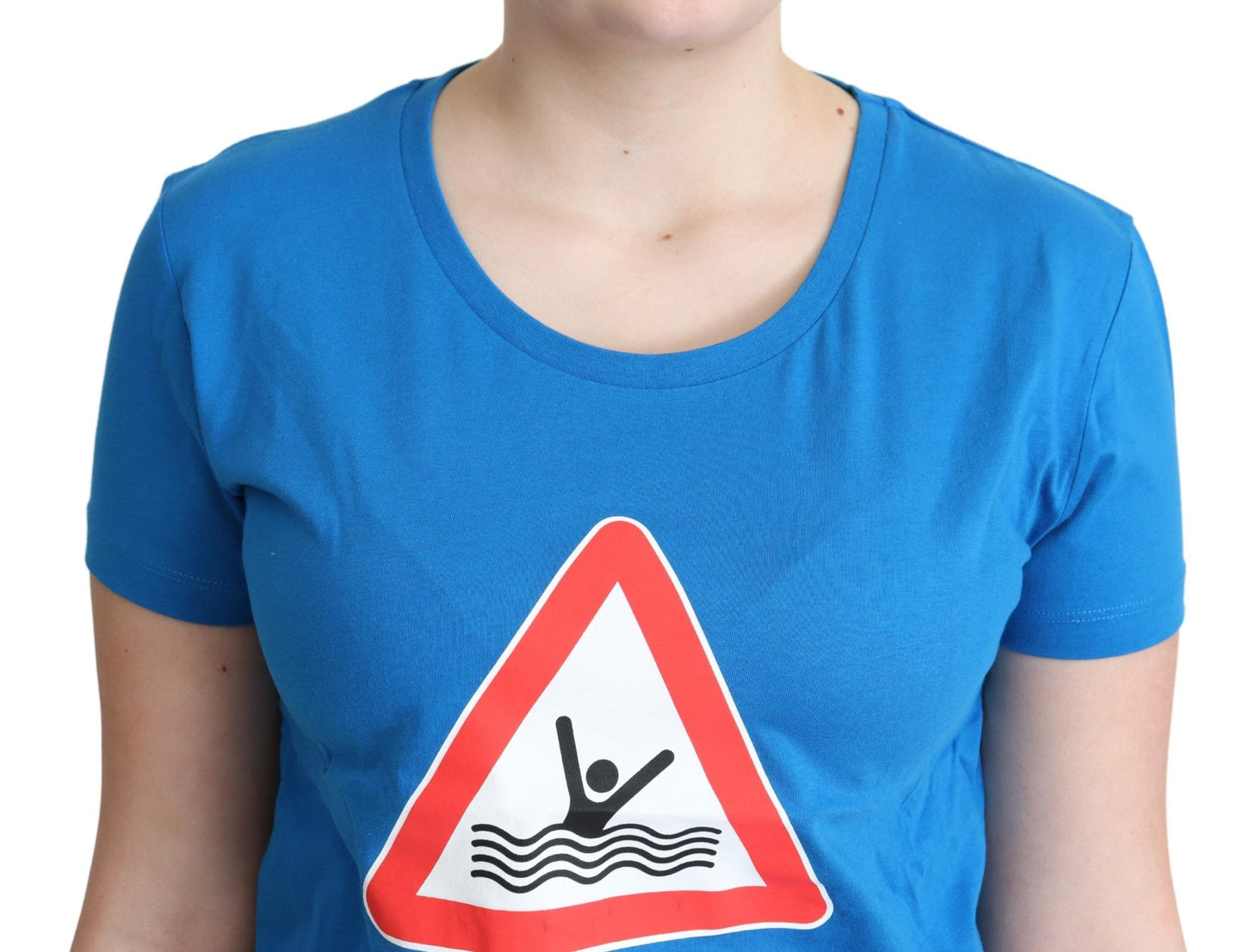 Chic driehoekig grafisch katoenen T-shirt