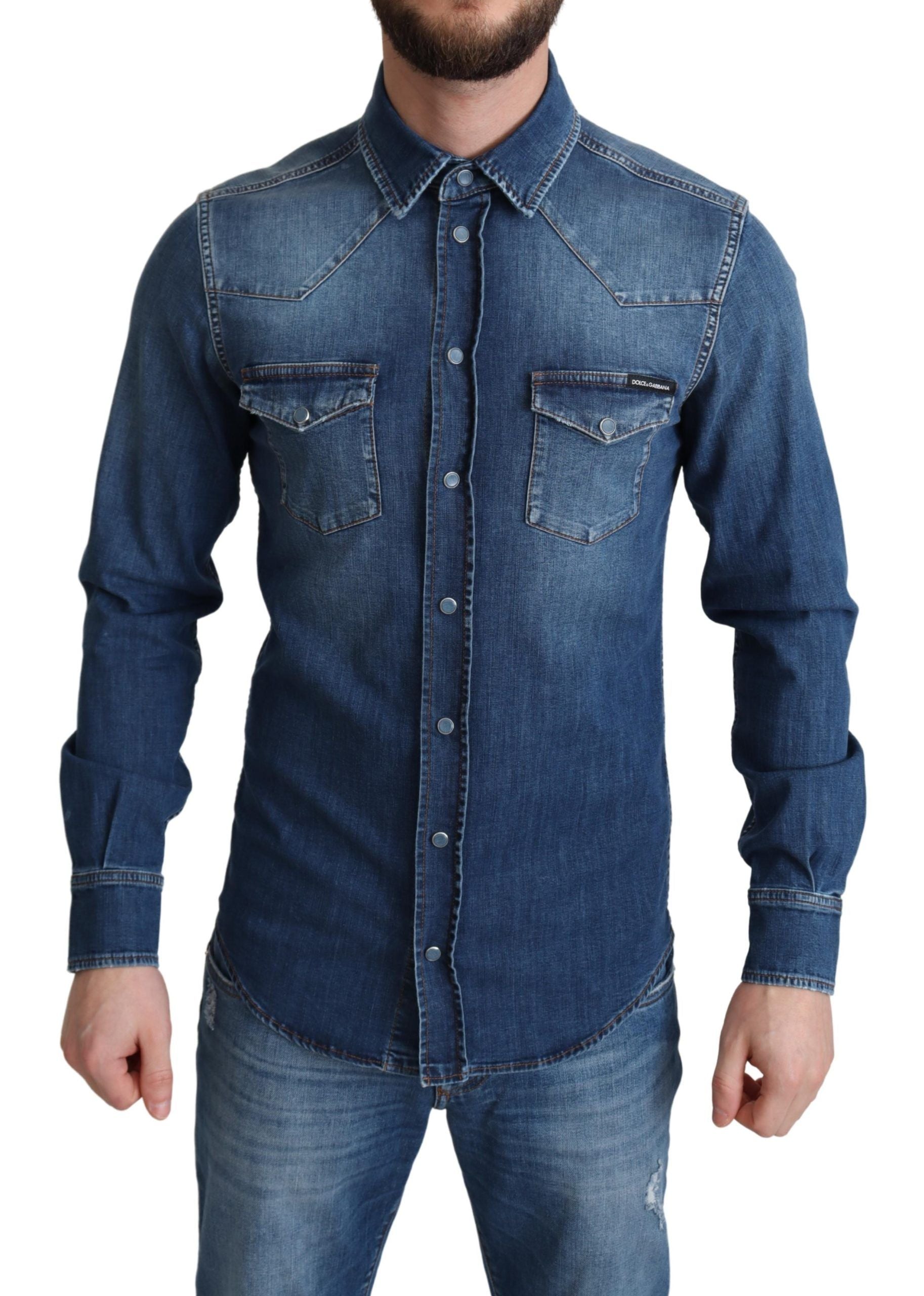 Elegante denim casual overhemd met lange mouwen