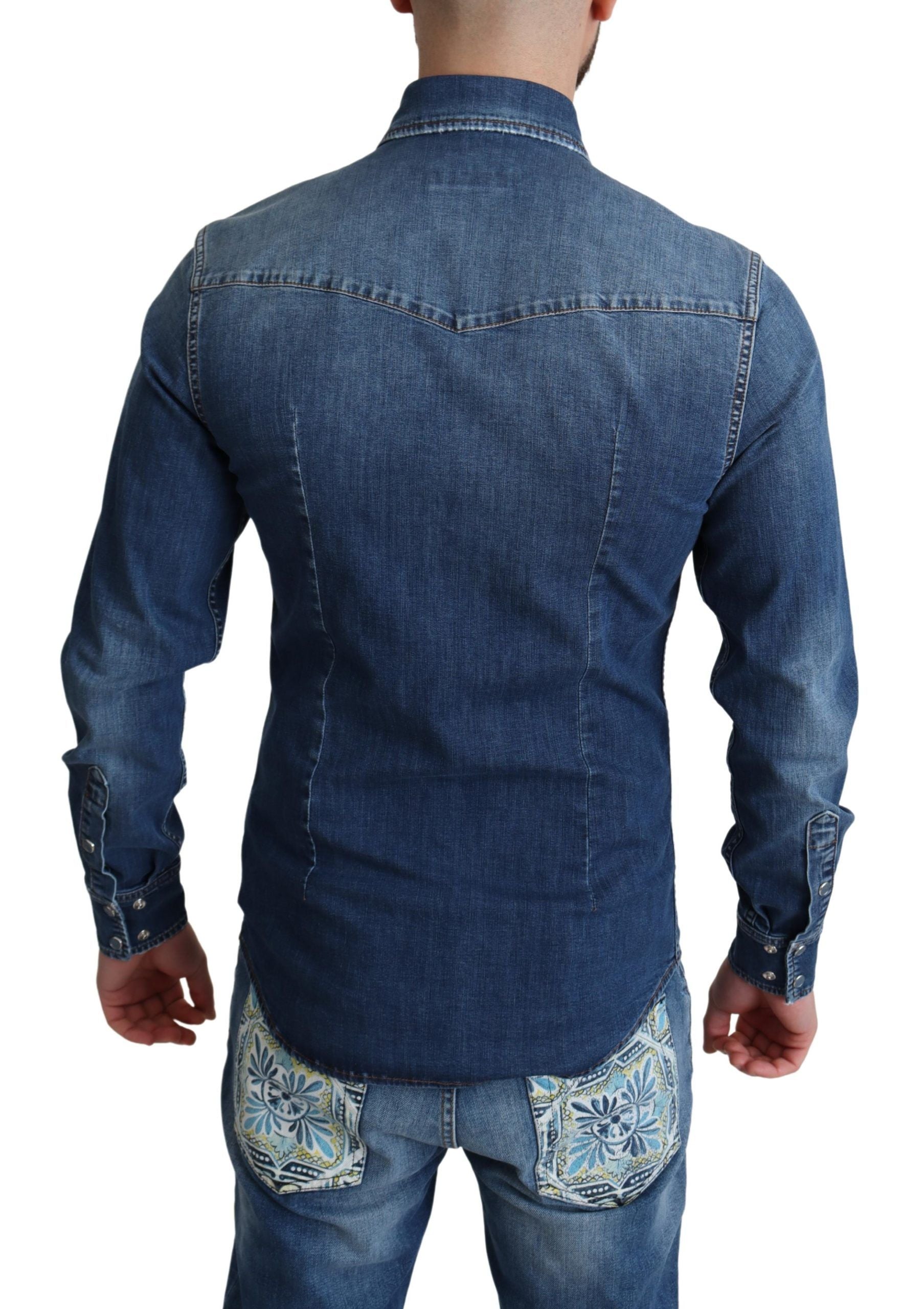 Elegante denim casual overhemd met lange mouwen