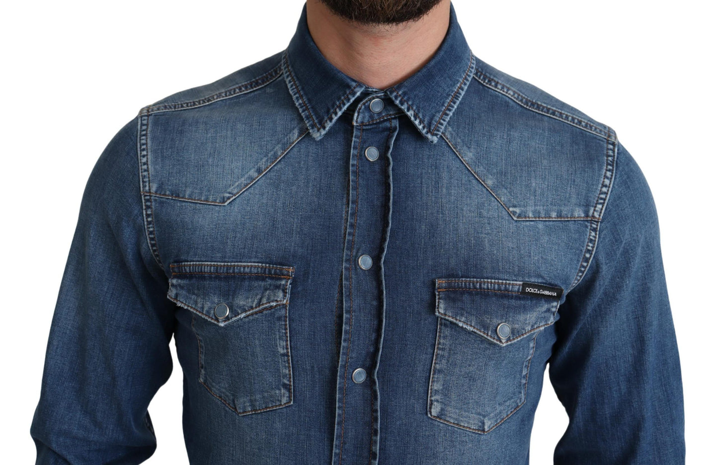 Elegante denim casual overhemd met lange mouwen