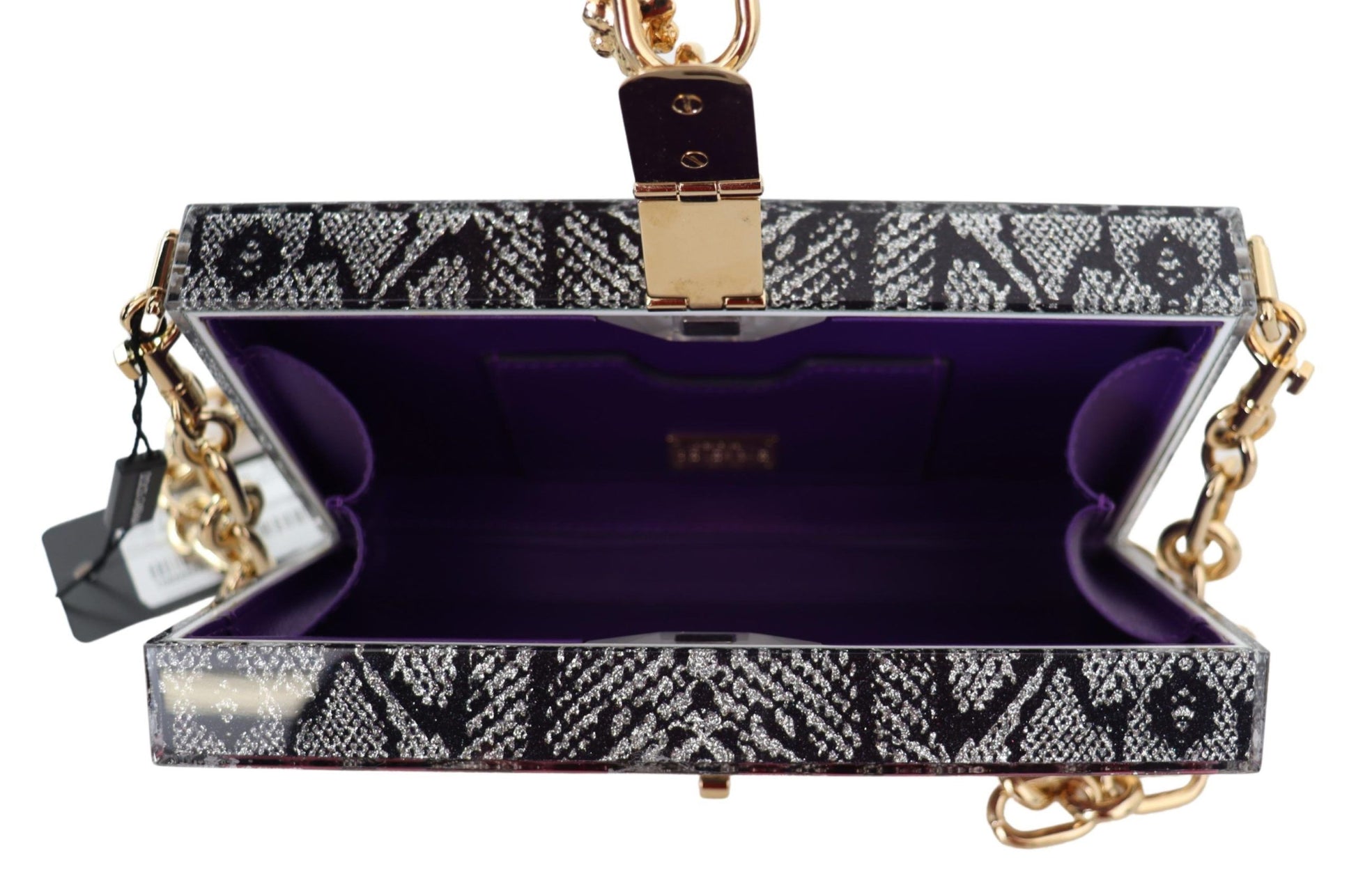 Grijze Resin Dolce Box Clutch met gouden details