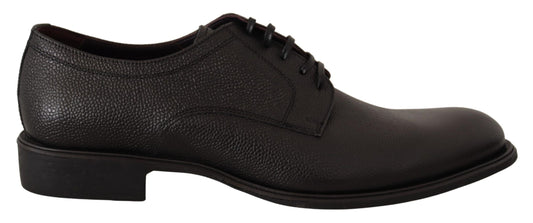 Elegante zwarte leren derby-schoenen