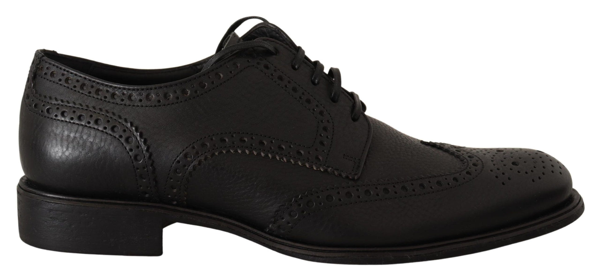 Elegante zwarte leren derby wingtip schoenen