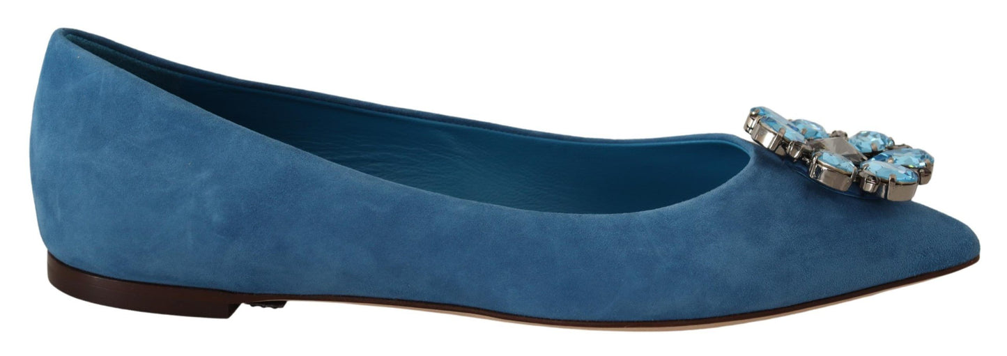 Elegante suède flats met kristallen