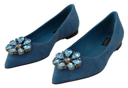 Elegante suède flats met kristallen