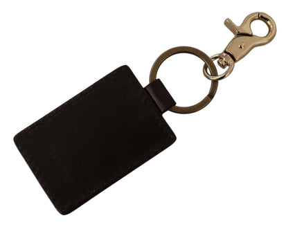 Elegante unisex leren sleutelhanger met gouden details