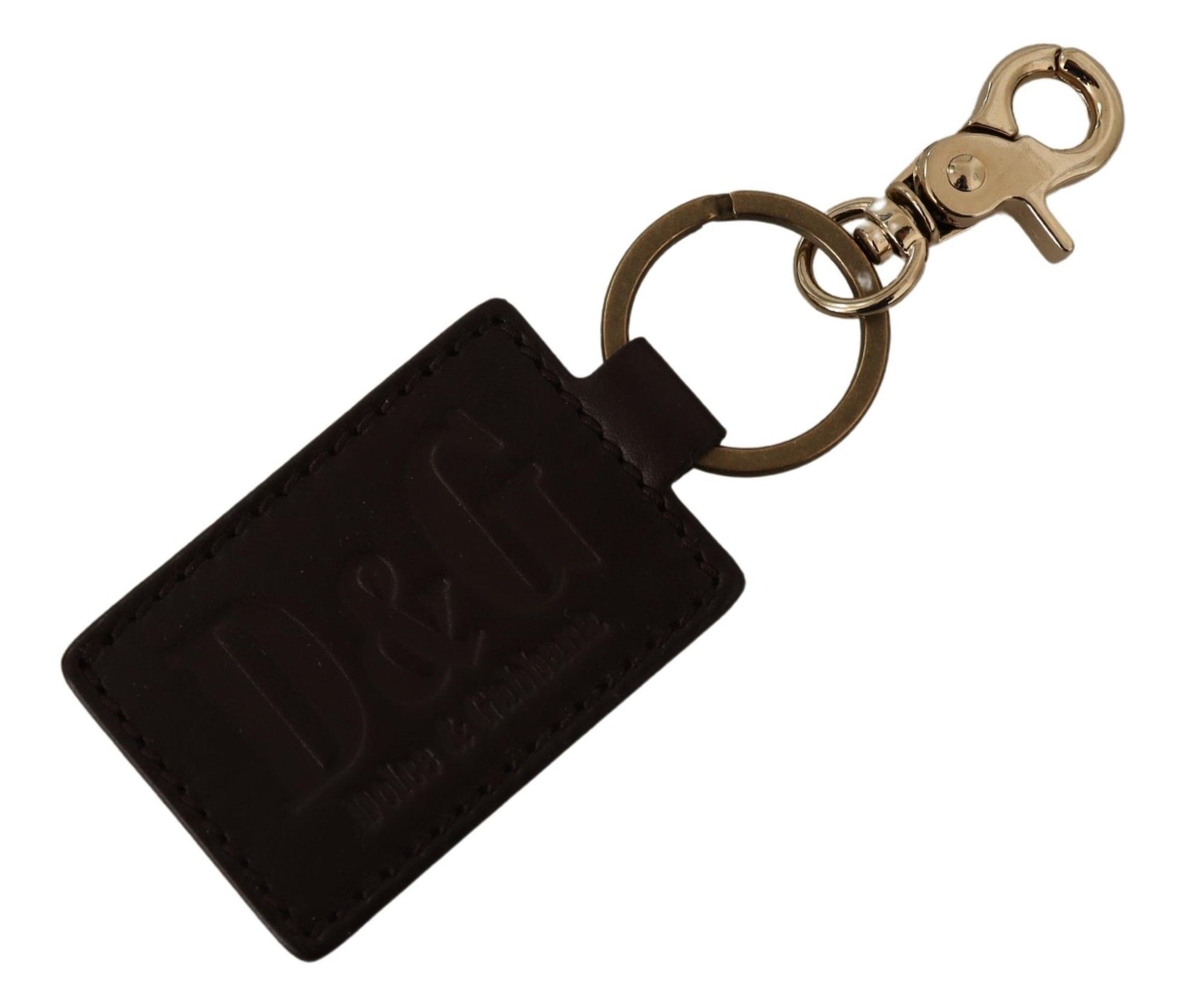 Elegante unisex leren sleutelhanger met gouden details