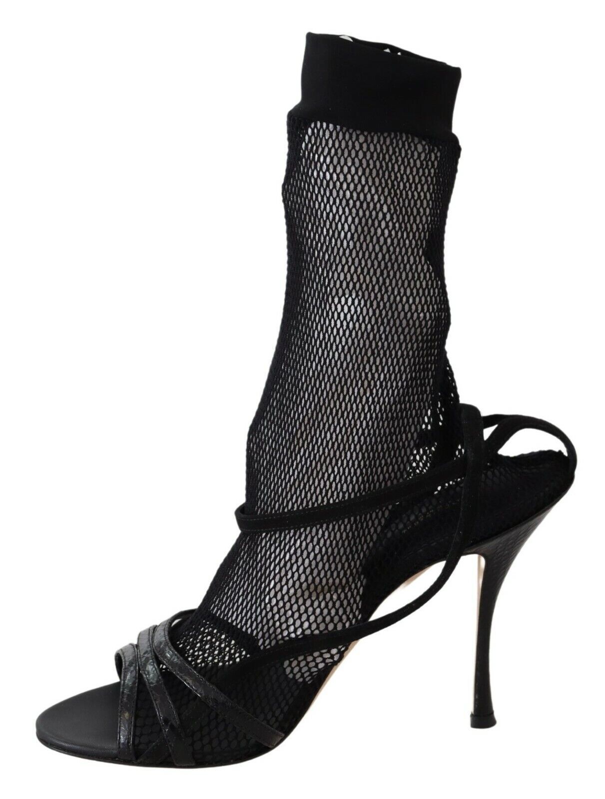 Chique zwarte mesh stiletto sandalen