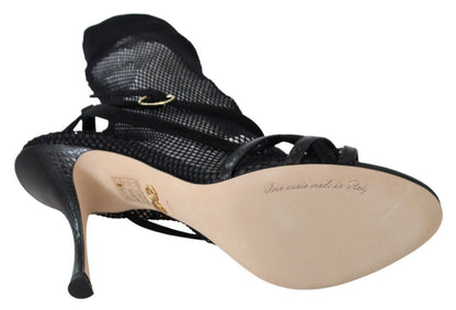 Chique zwarte mesh stiletto sandalen