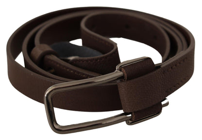 Elegant Brown Fashion Belt with Silver-Tone Buckle