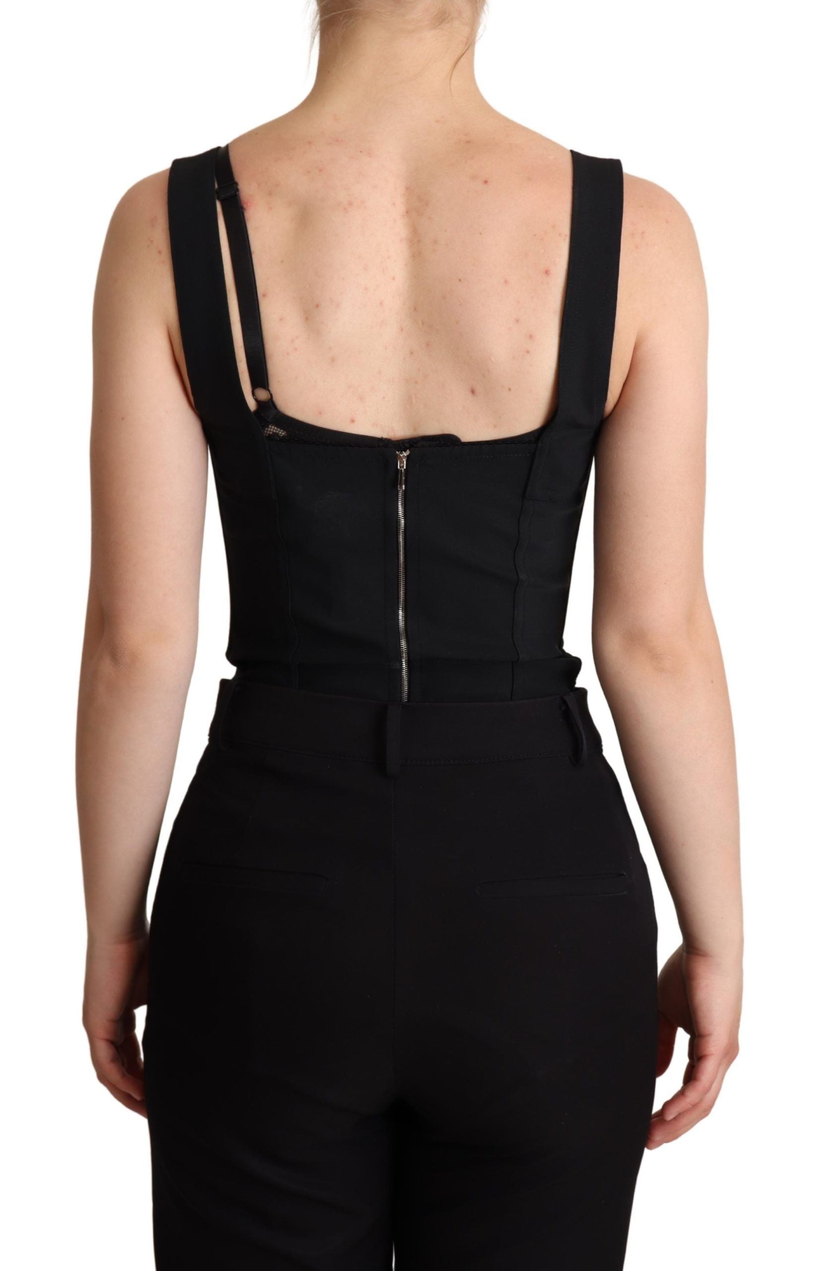 Elegante zwarte kanten bodysuit korsetjurk