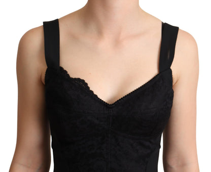 Elegante zwarte kanten bodysuit korsetjurk