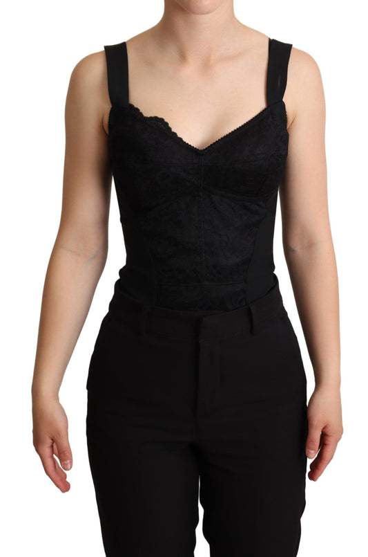 Elegante zwarte kanten bodysuit korsetjurk