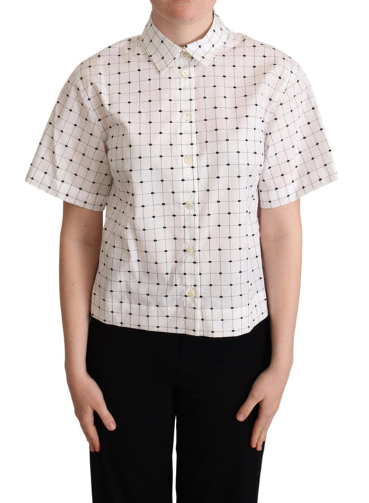 Chique Monochroom Polo Topje met Polka Dots