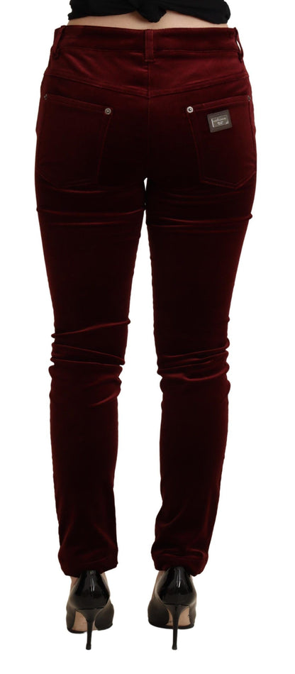 Prachtige Bordeauxrode Skinny Broek