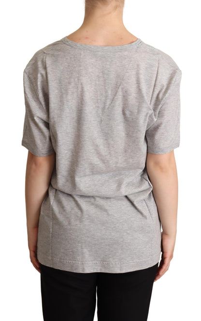 Elegant Gray V-Neck Cotton Tee