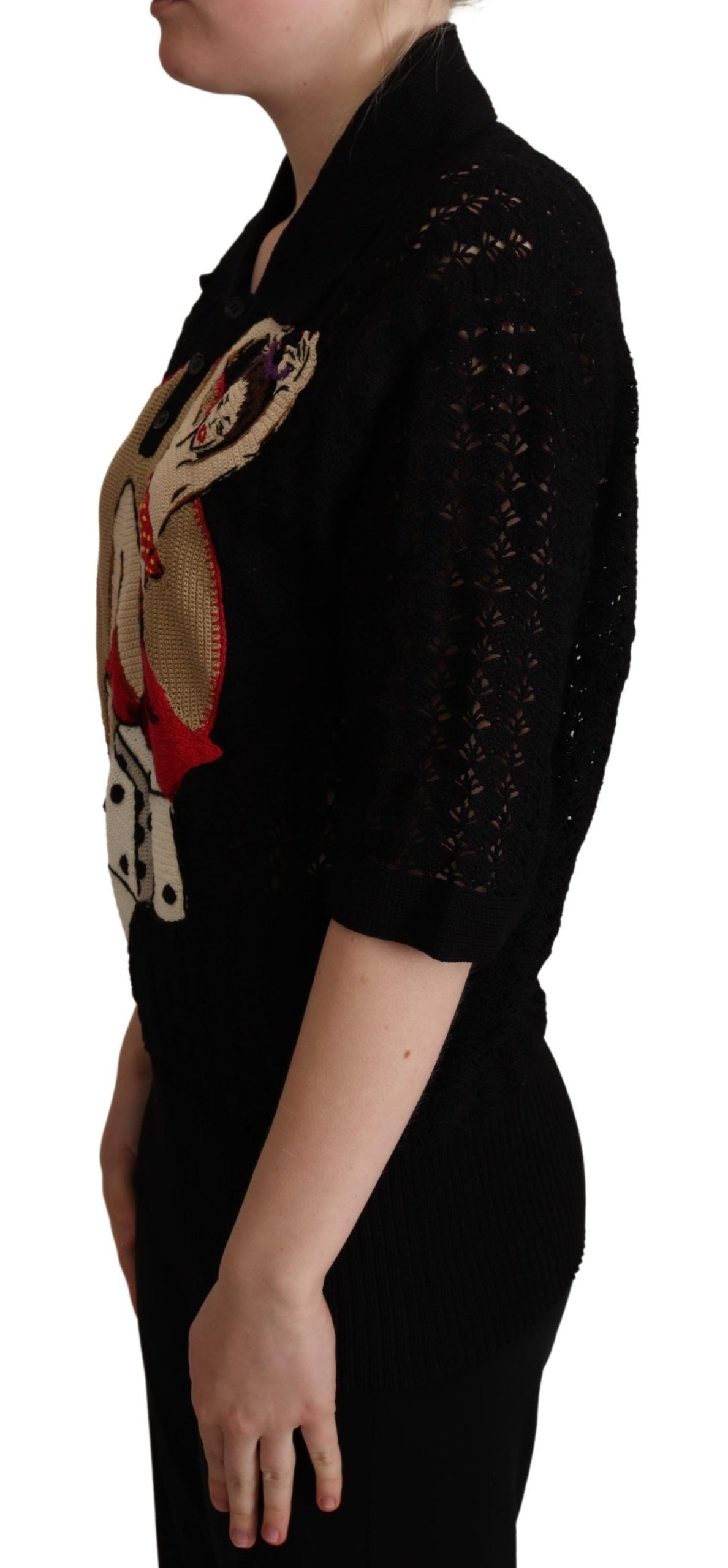 Embroidered Short Sleeve Luxury Sweater