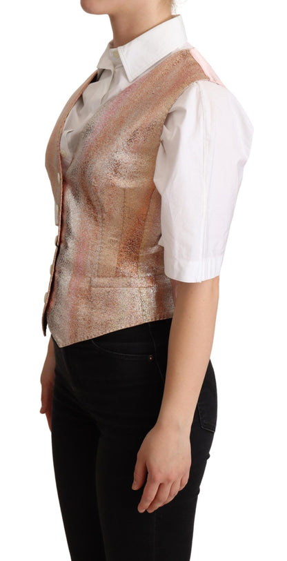 Elegante roze metallic glansgilet