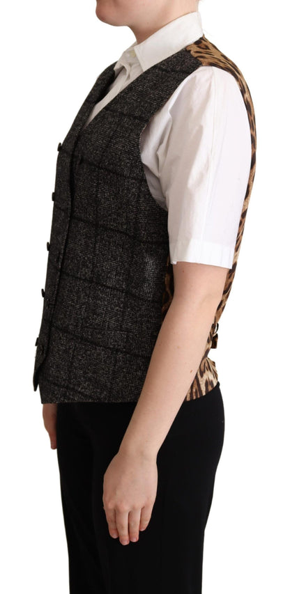 Elegante mouwloze luipaardprint vest