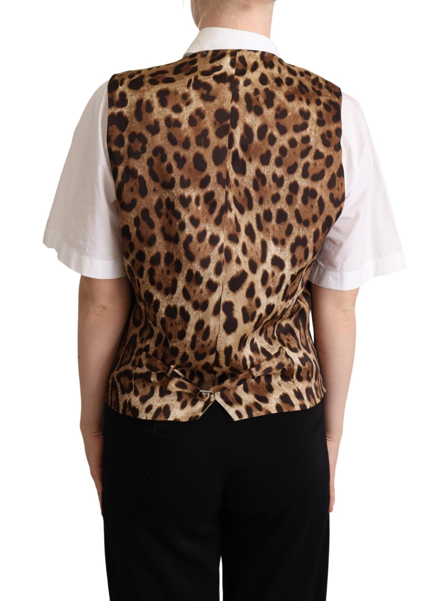 Elegante mouwloze luipaardprint vest