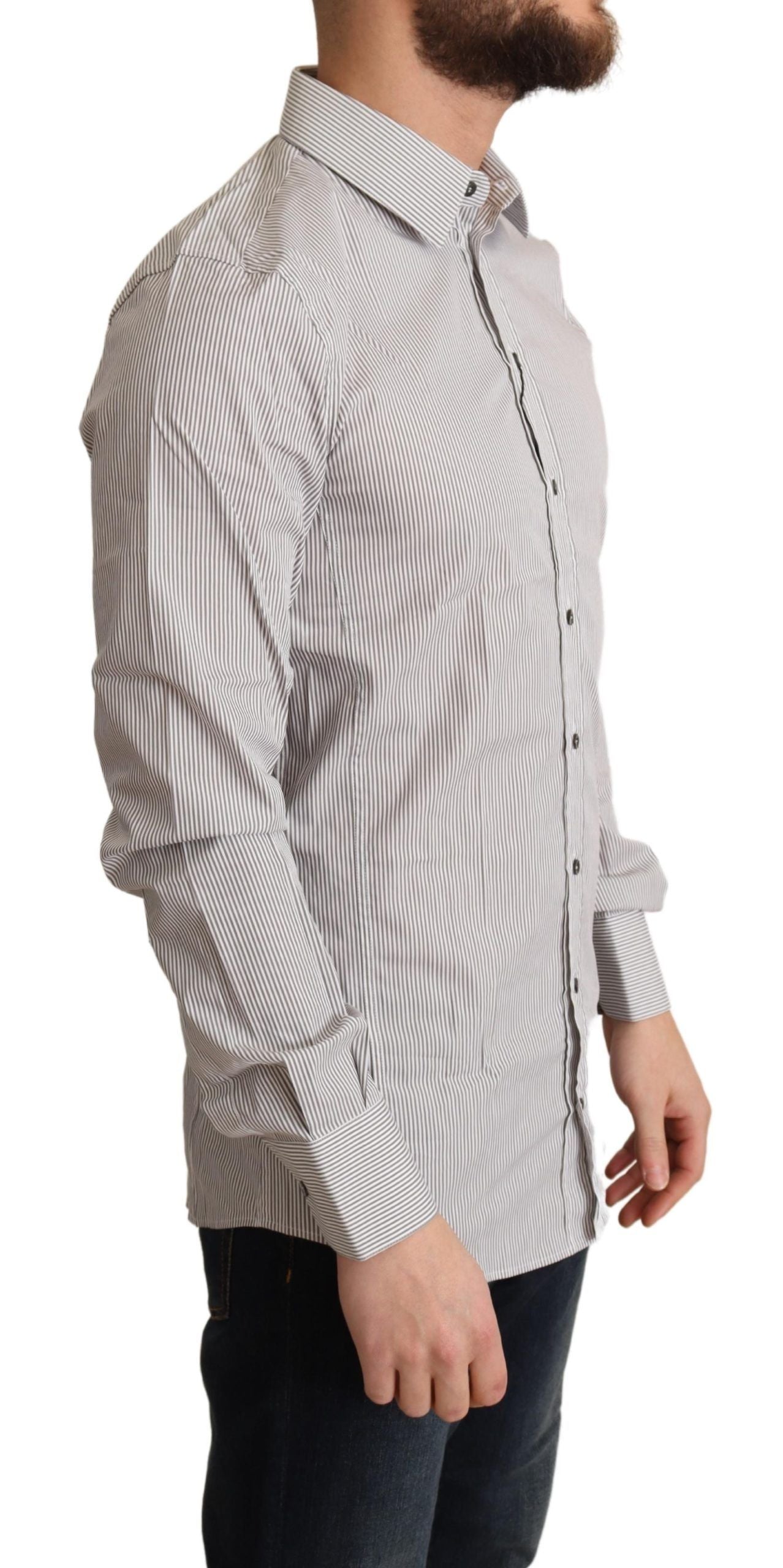 Elegante grijs gestreepte slim fit overhemd