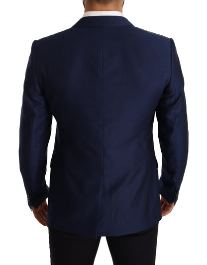 Elegante blauwe maagdelijke wollen martini blazer