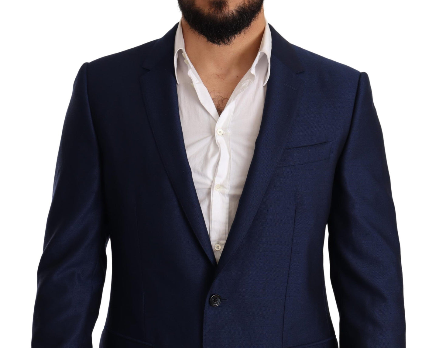 Elegante blauwe maagdelijke wollen martini blazer