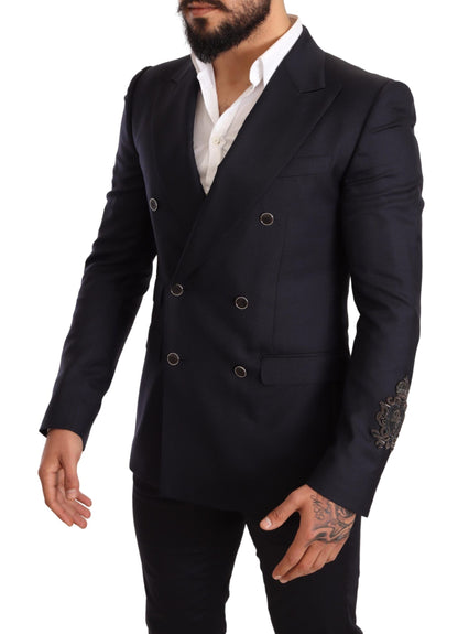 Elegante marineblauwe blazer van kasjmier en zijdemix