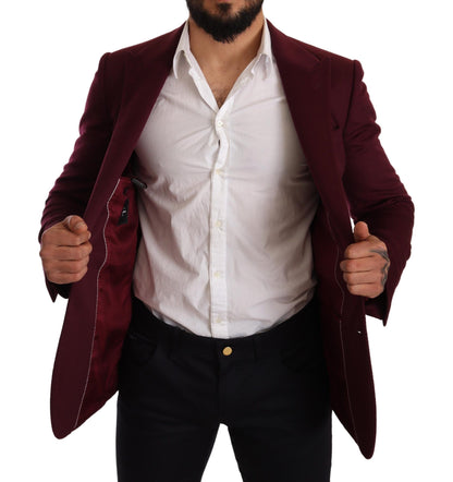 Elegant Maroon Bordeaux Cashmere Blazer