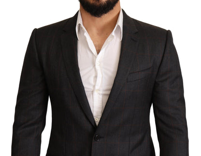 Elegante grijze ruiten martini blazer