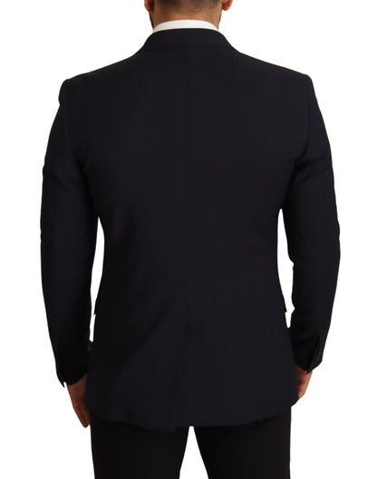 Elegant Dark Blue Wool Blend Martini Suit