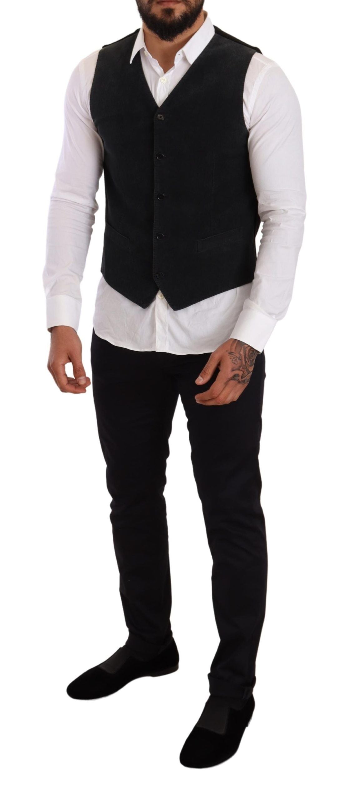 Elegante zwarte katoenen formele jurk vest