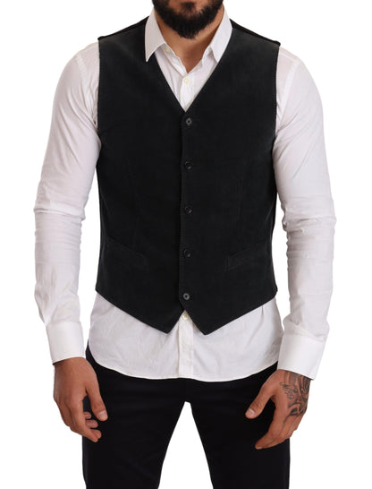 Elegante zwarte katoenen formele jurk vest