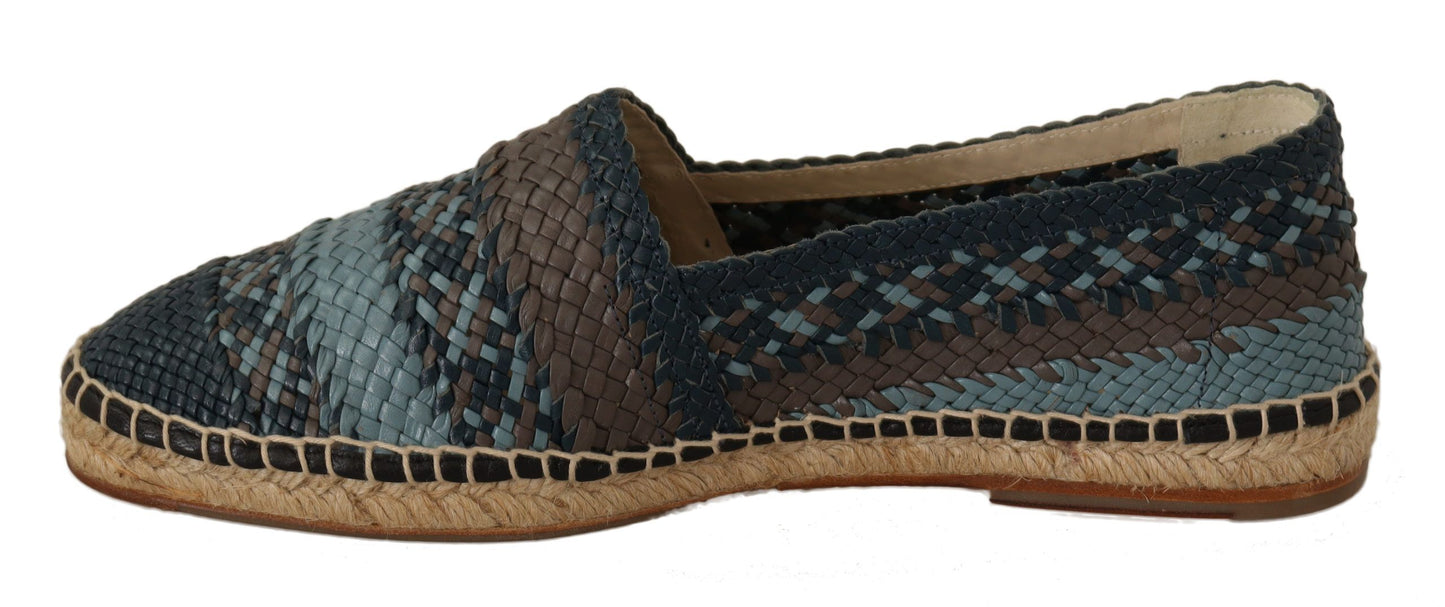 Elegante geweven leren espadrilles