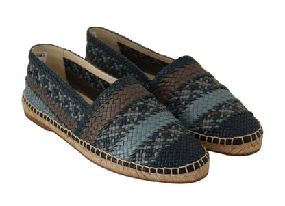 Elegante geweven leren espadrilles