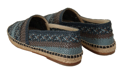 Elegante geweven leren espadrilles