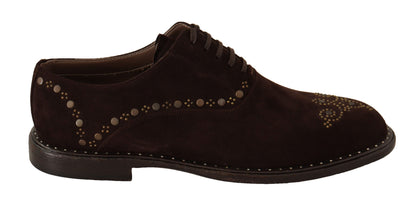 Elegante bruine suède Derby schoenen met studs