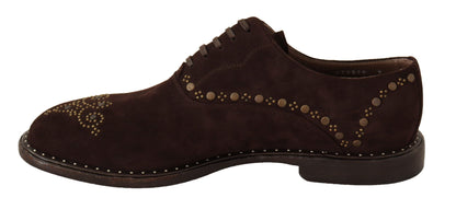 Elegante bruine suède Derby schoenen met studs